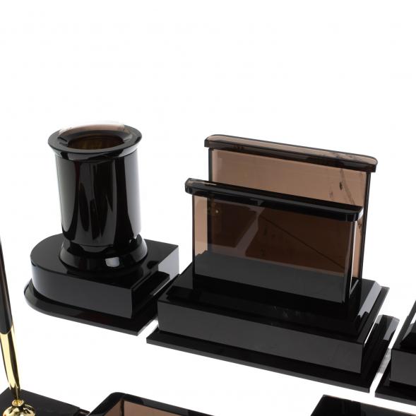 Настольный набор &amp;quot;Лев&amp;quot; из черного обсидиана 128703