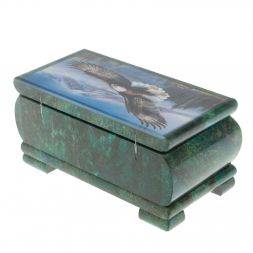 Шкатулка &amp;quot;Орлы&amp;quot; из змеевика 16х8х7,5 см