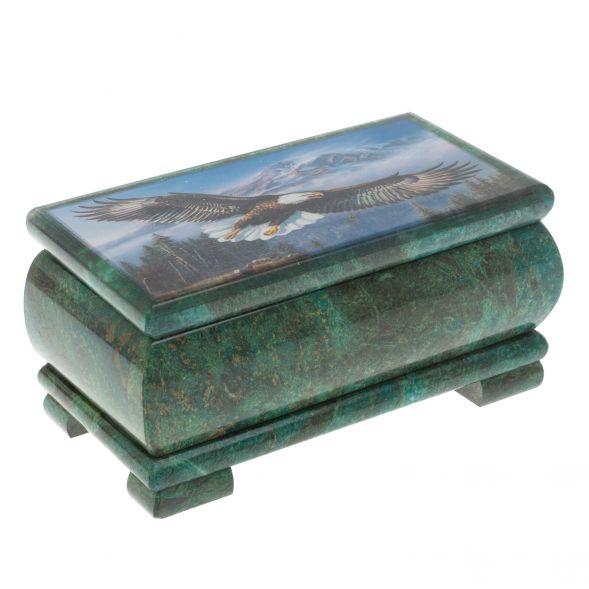 Шкатулка &amp;quot;Орлы&amp;quot; из змеевика 16х8х7,5 см 128854