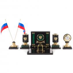 Письменный набор &amp;quot;Герб Российской Федерации&amp;quot; из малахита