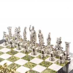 Шахматы подарочные &amp;quot;Древний Рим&amp;quot; из камня змеевик мрамор 44х44 см