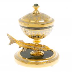 Икорница "Стерлядка" из нефрита Златоуст