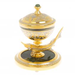 Икорница "Стерлядка" из нефрита Златоуст