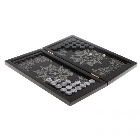 Нарды с гравировкой &amp;quot;Отечественная война&amp;quot; из камня гранит 124578