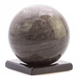 Шар из серого обсидиана 10 см на подставке