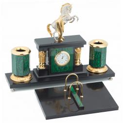 Настольный набор "Конь с попоной" малахит