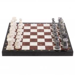 Шахматы &amp;quot;Стаунтон&amp;quot; из мрамолита 40х40 см лемезит / мрамор