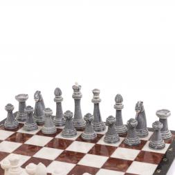 Шахматы &amp;quot;Стаунтон&amp;quot; из мрамолита 40х40 см лемезит / мрамор