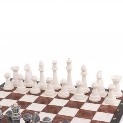 Шахматы &amp;quot;Стаунтон&amp;quot; из мрамолита 40х40 см лемезит / мрамор