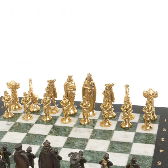 Шахматы подарочные из бронзы &amp;quot;Средневековье&amp;quot; 40х40 см мрамор змеевик 126911