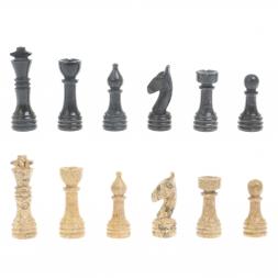 Шахматы "Игрок" доска 38х38 см из черного мрамора и ракушечника