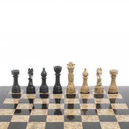 Шахматы "Игрок" доска 38х38 см из черного мрамора и ракушечника