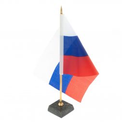 Флагшток с флагом РФ на подставке из шабровского змеевика