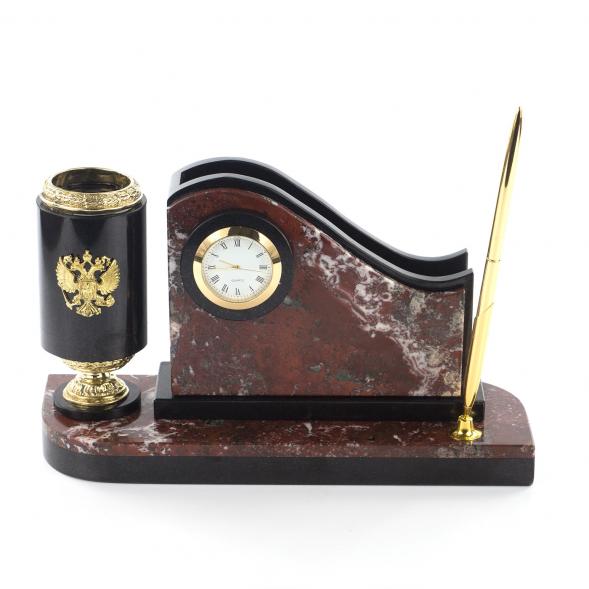 Письменный набор &amp;quot;Герб России&amp;quot; из камня креноид 119291