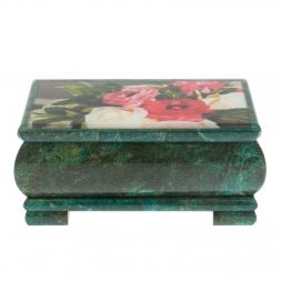 Шкатулка &amp;quot;Цветы&amp;quot; из змеевика 16х8х7,5 см