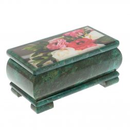 Шкатулка &amp;quot;Цветы&amp;quot; из змеевика 16х8х7,5 см