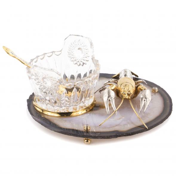 Икорница &amp;quot;Речной рак&amp;quot; с ложкой Златоуст 120214