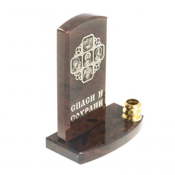 Оберег с подсвечником &amp;quot;Спаси и сохрани&amp;quot; малый камень обсидиан 123001