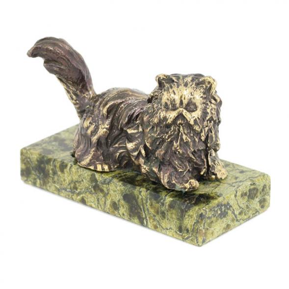 Статуэтка &amp;quot;Кошка лежащая&amp;quot; бронза змеевик 116174