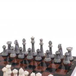 Шахматы "Стаунтон" из мрамолита 40х40 см лемезит / змеевик