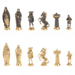 Подарочные шахматы &amp;quot;Средневековье&amp;quot; бронза змеевик 40х40 см