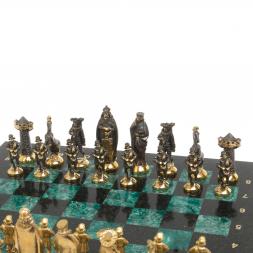 Подарочные шахматы &amp;quot;Средневековье&amp;quot; бронза змеевик 40х40 см
