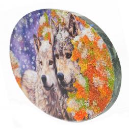 Панно из камня на подставке "Волчья пара" 19х3,5х13 см