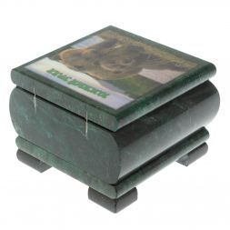 Шкатулка &amp;quot;Мишки&amp;quot; из змеевика 10х10х7 см