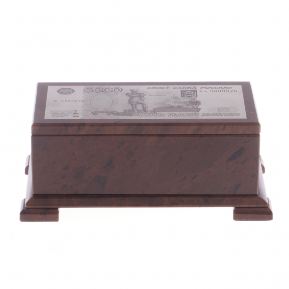 Шкатулка &amp;quot;Купюра 5000 рублей&amp;quot; коричневый обсидиан 121975