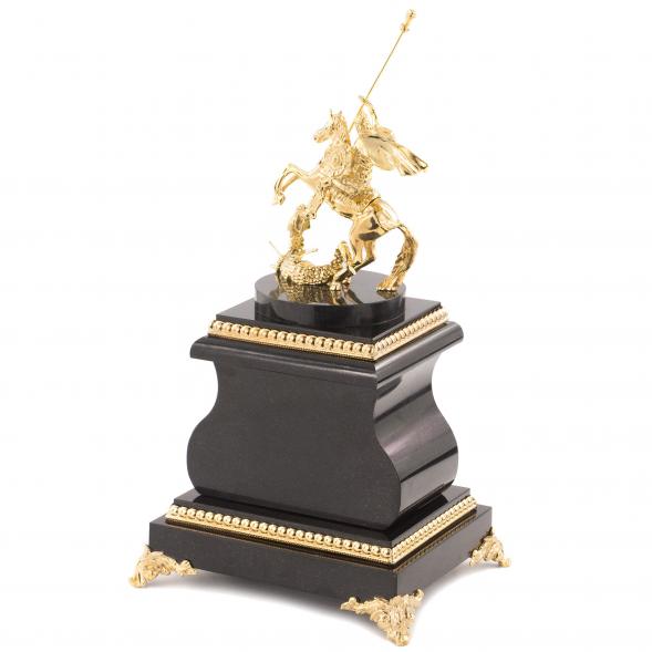 Настольные часы &amp;quot;Святой Георгий&amp;quot; бронза яшма 113150