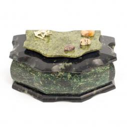 Шкатулка из камня &amp;quot;Домик&amp;quot; большой змеевик 16х10х8 см