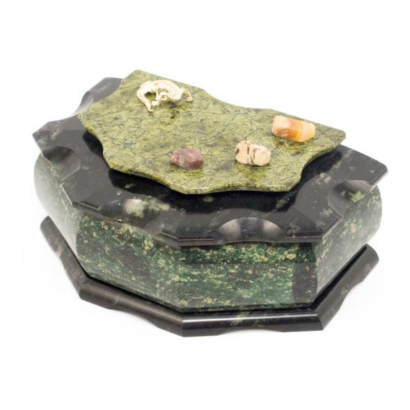 Шкатулка из камня &amp;quot;Домик&amp;quot; большой змеевик 16х10х8 см 112093