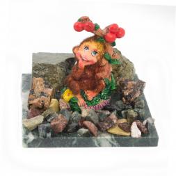 Сувенир &amp;quot;Обезьянка под деревом &amp;quot;Успехов&amp;quot; №4&amp;quot; змеевик