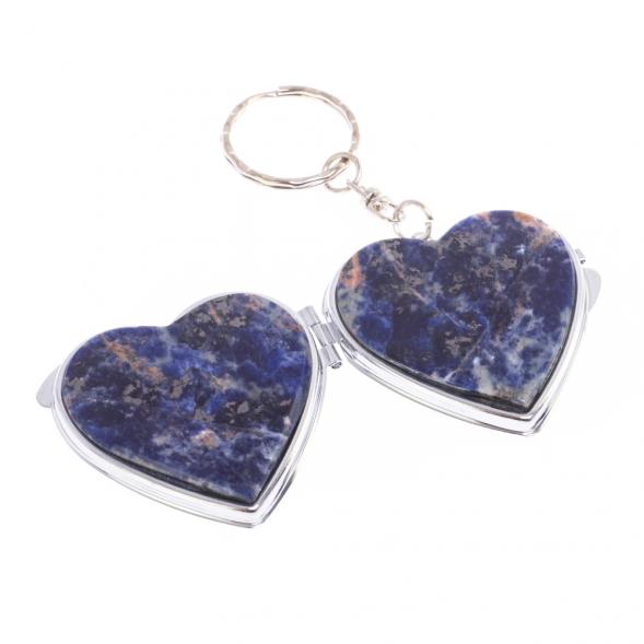 Складное зеркало брелок из содалита Сердце 126613