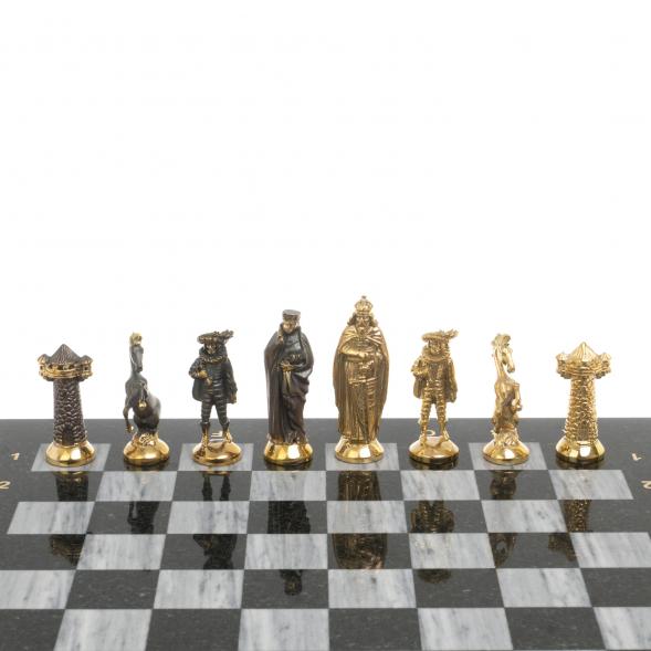 Шахматы настольные &amp;quot;Средневековье&amp;quot; 40х40 см серый мрамор бронза 126913