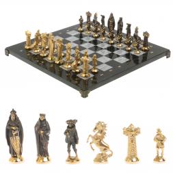 Шахматы настольные &amp;quot;Средневековье&amp;quot; 40х40 см серый мрамор бронза
