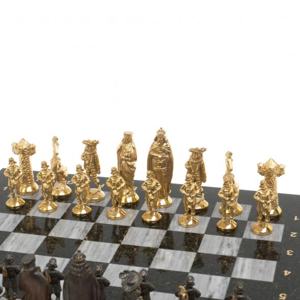 Шахматы настольные &amp;quot;Средневековье&amp;quot; 40х40 см серый мрамор бронза 126913