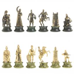 Шахматы подарочные &amp;quot;Турецко-европейская война&amp;quot; камень змеевик бронза 48х48 см