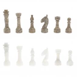 Шахматы "Дебют" доска 38х38 см из белого мрамора и ракушечника