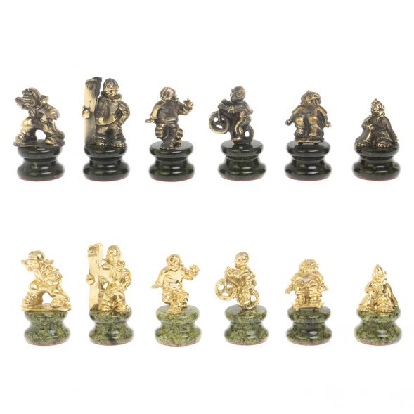 Шахматы &amp;quot;Спортивные&amp;quot; из бронзы и змеевика 127305