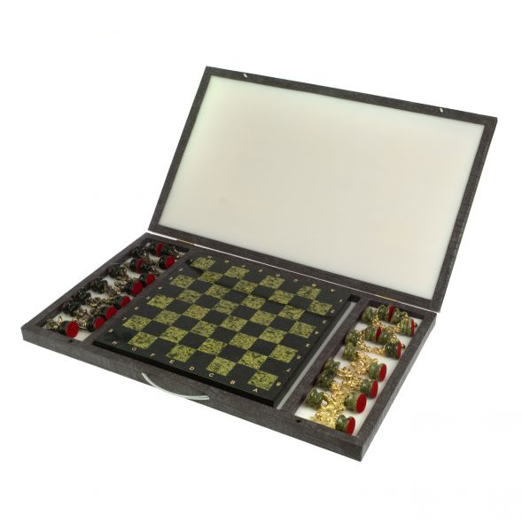 Шахматы &amp;quot;Спортивные&amp;quot; из бронзы и змеевика 127305