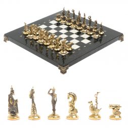 Шахматы &amp;quot;Итальянская война&amp;quot; фигуры бронза доска 28х28 см из мрамора