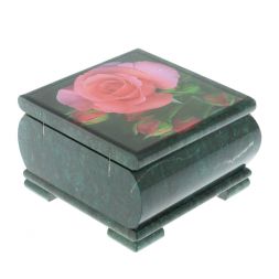 Шкатулка &amp;quot;Роза&amp;quot; камень змеевик 13х13х8 см