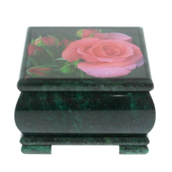 Шкатулка &amp;quot;Роза&amp;quot; камень змеевик 13х13х8 см 128332