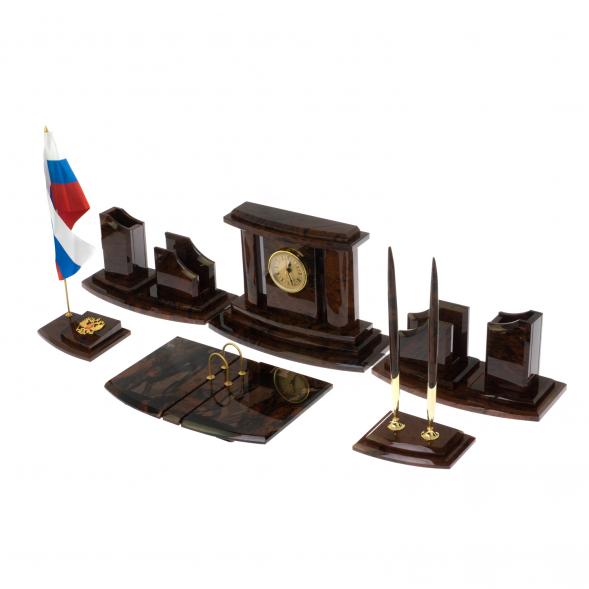 Настольный набор из коричневого обсидиана 128706