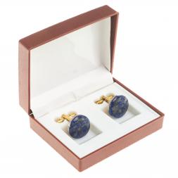 Запонки камень лазурит круглые