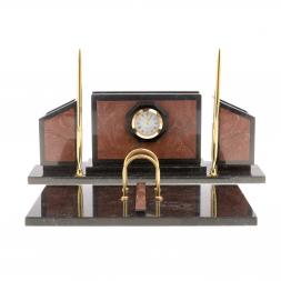 Настольный прибор &amp;quot;Стенка&amp;quot; из лемезита и змеевика