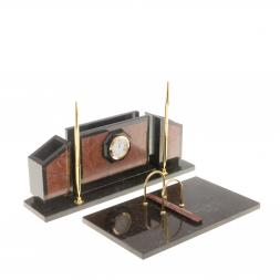 Настольный прибор &amp;quot;Стенка&amp;quot; из лемезита и змеевика