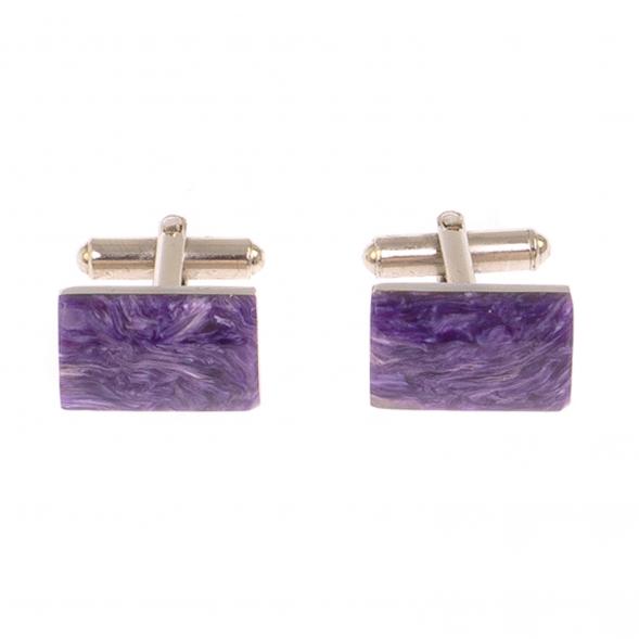 Запонки камень чароит прямоугольные 125244