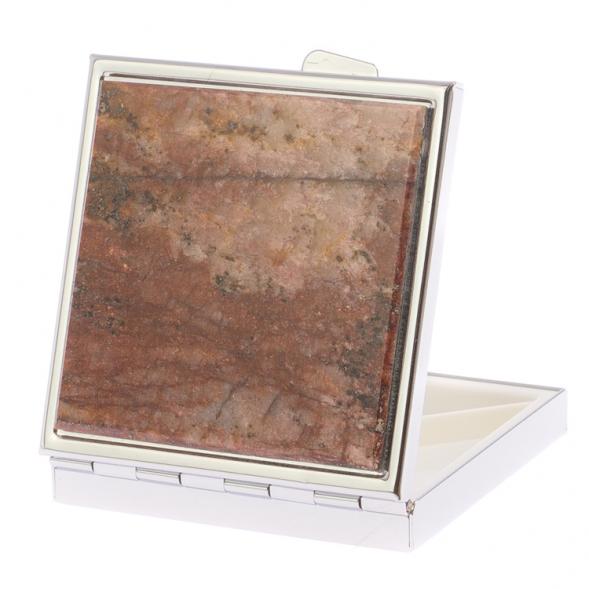 Таблетница на 4 отделения камень авантюрин цвет серебро 125941